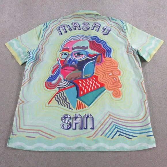 Replica Casablanca Tennis Club Shirt Size 2XL Multicolor Masao San Print Camp - Picture 2 of 12